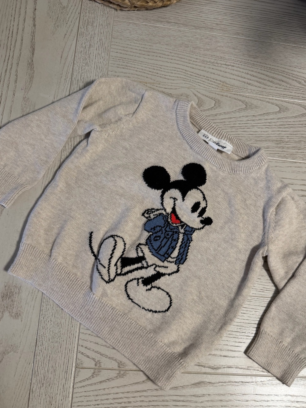 GAP Cream Knit Sweater with Mickey Mouse Graphic